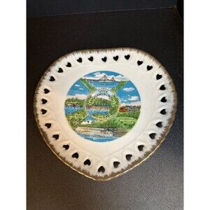 Vintage Michigan‎ Souvenir Heart Rim Plate 7"